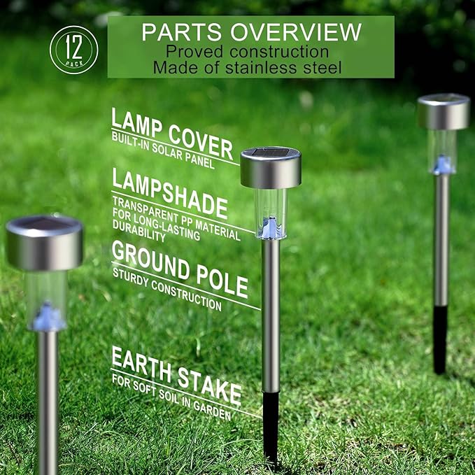 Dream Master Solar Lights Outdoor Waterproof, Stainless Steel LED Landscape - Image 2