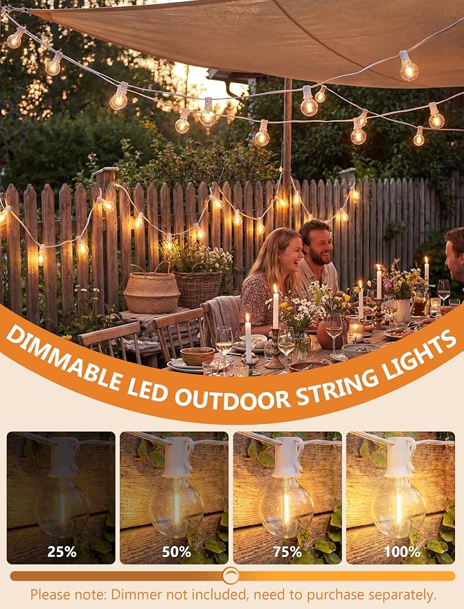 25Ft LED Outdoor String Lights, G40 Globe Patio String Lights Waterproof - Image 4