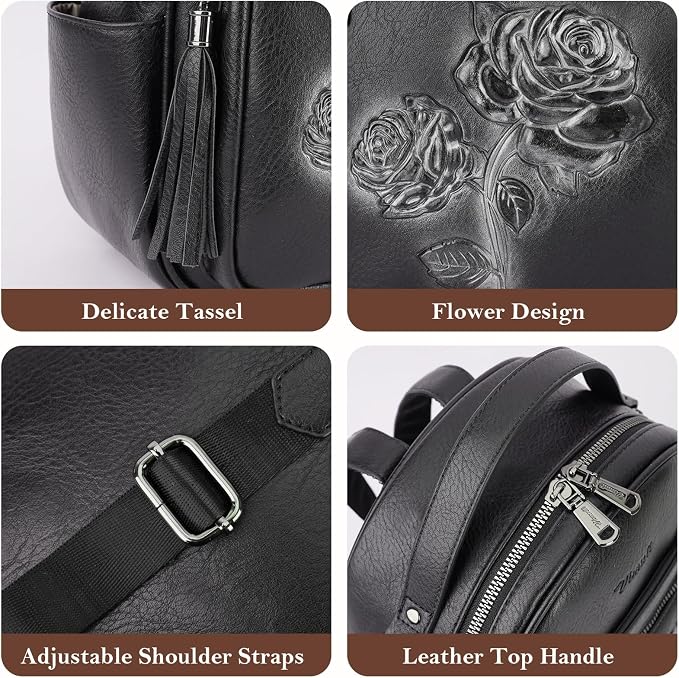 Mini Backpack Purse for Women, Embossed Leather Small Backpack Fashion Travel - Image 6