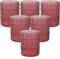 18PCS Plastic Hobnail Drinking Glasses - 14 Oz Burgundy Vintage Glasses Mixed by Joyido