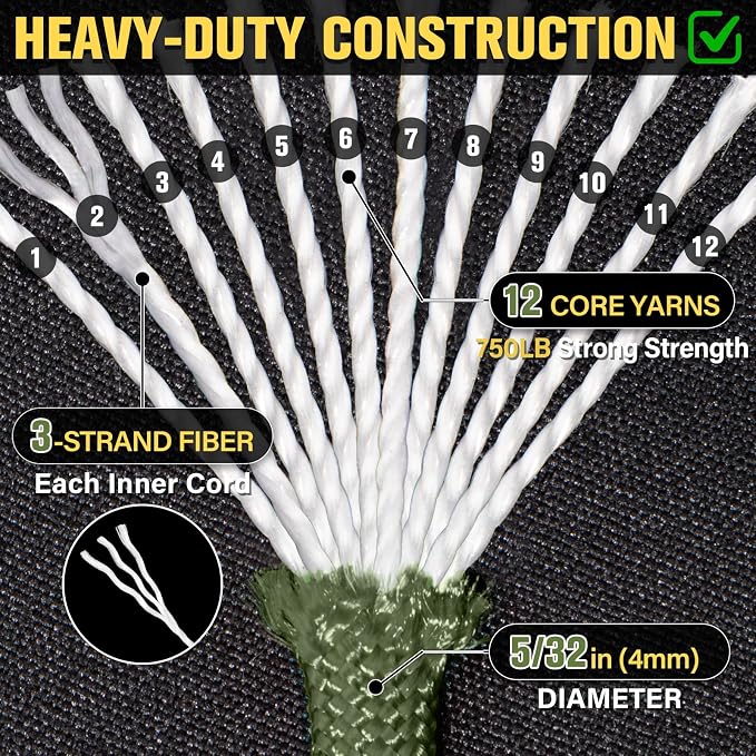 Paracord Rope 750 lb - 50ft 5/32" Parachute Cord 4MM 12-Strand para Cord - - Image 3