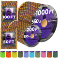 TECEUM Reflective Paracord Rope 1000 – 1000ft/200ft/100ft/50ft – 40+ Colors – by TECEUM