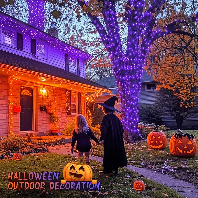 JMEXSUSS Halloween Decoration Lights, 200 LED Orange Purple Halloween Lights - Image 5