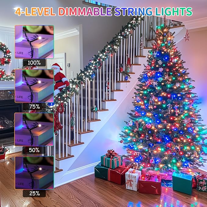 JMEXSUSS Color Changing Christmas Lights, 66ft 200 LED White & Multicolor - Image 3