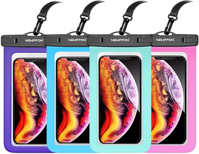 Waterproof Cell Phone Pouch : 4 Pack Float Clear Cell Holder Protector by Newppon