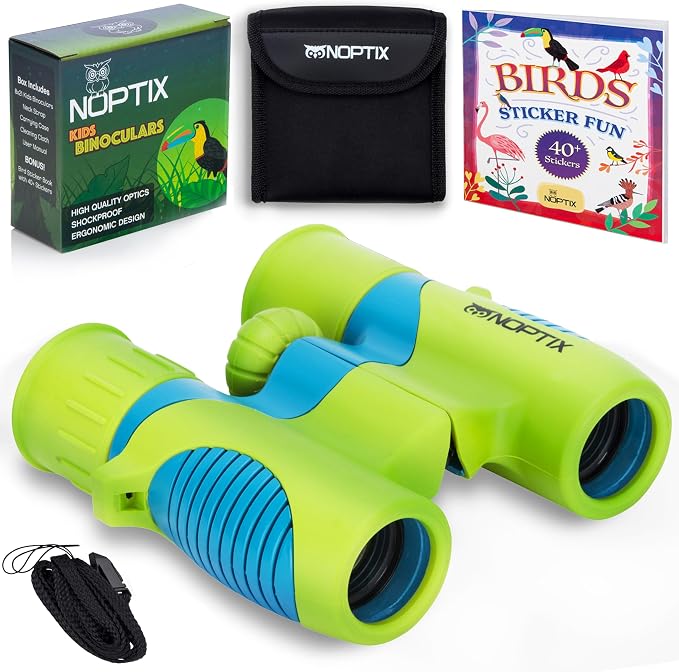 Binoculars for Kids, Girls or Boys Real Kids Binoculars in Vibrant Green Blue by CabinObsession