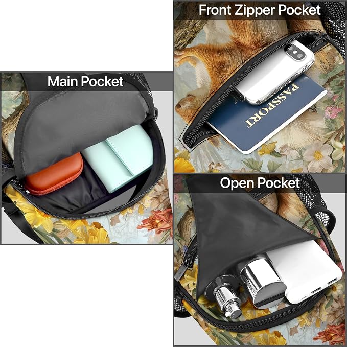 FyLybois Squirrel Sling Bag for Women Lightweight Crossbody Backpack Casual - Image 6