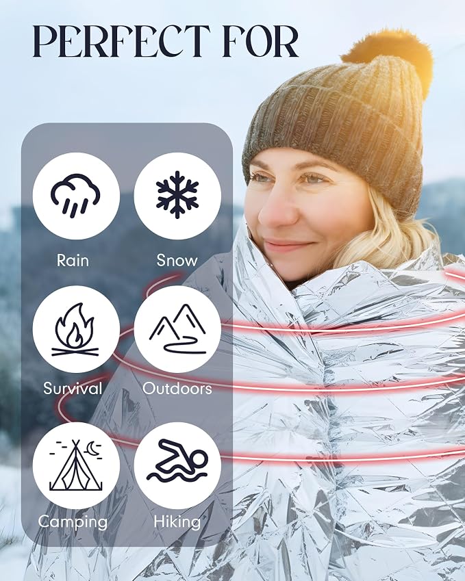 Cutecrop 96 Pcs Winter Survival Kits Include 48 Pcs Emergency Blankets & 48 - Image 6