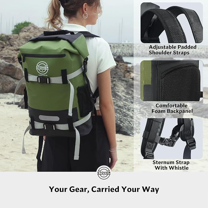 STOVER 5/10/25/30/40/55L Waterproof Dry Bag- Roll-Top Backpack w/Phone Case- - Image 5