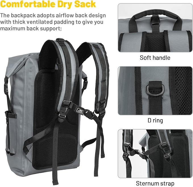 MIER Dry Bag Waterproof Backpack 30L Dry Sack Heavy Duty Roll-Top Closure - Image 4