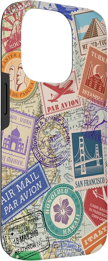 World Map Travel Passport Stamps Postage Stamp Case - Image 3