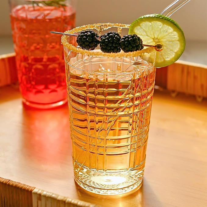 Kate Aspen Clear Plaid Acrylic Glasses Drinkware, Plastic Drinking Glasses Set - Image 8