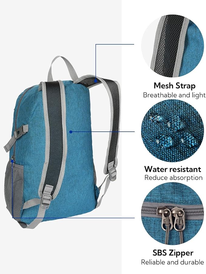 WATERFLY Small Lightweight Packable Backpack: 20l Ultra Light Foldable Travel - Image 5