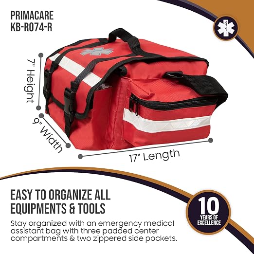 Primacare KB-RO74-R First Responder Trauma Bag, Side Pockets, Reflective Strip - Image 3
