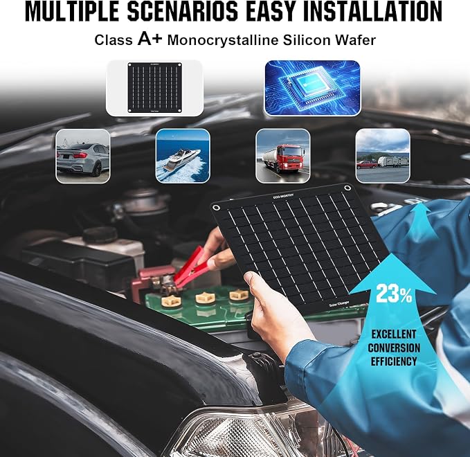 ECO-WORTHY 10W Solar Car Battery Charger Maintainer 12V Waterproof Portable - Image 7