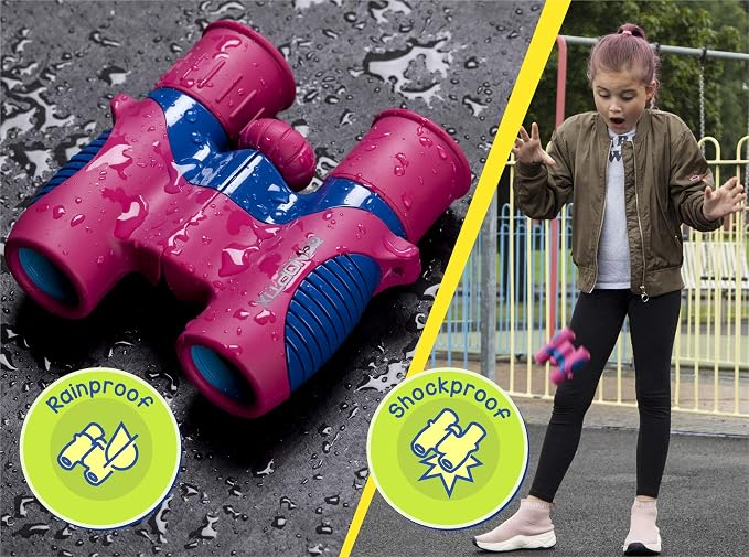 Binoculars for Kids, Girls or Boys Real Kids Binoculars in Vibrant Pink Blue - Image 5