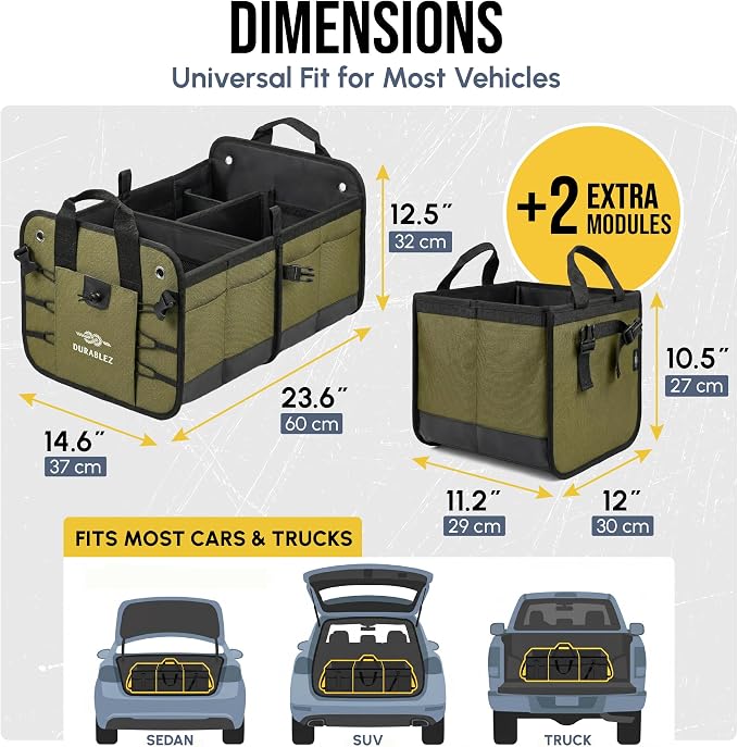 4-Section Extra Large Trunk Organizer – Heavy Duty 1680D, Collapsible & - Image 9