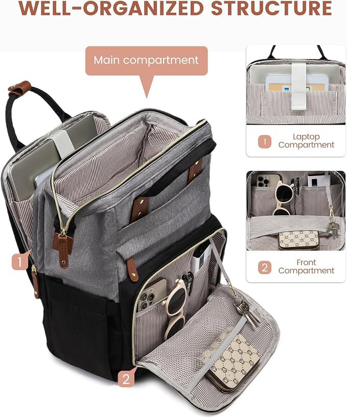 LOVEVOOK Laptop Backpack for Women, 15.6'' Waterproof Nurse Bag Teacher Work - Image 2