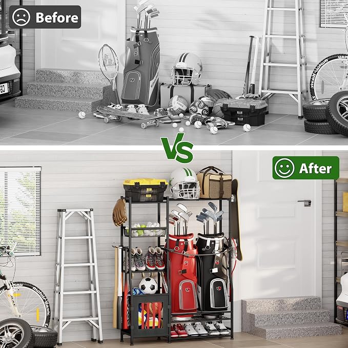 Sports Equipment Organizer Garage Organization, Golf Bag Storage Rack, Organizer - Image 6