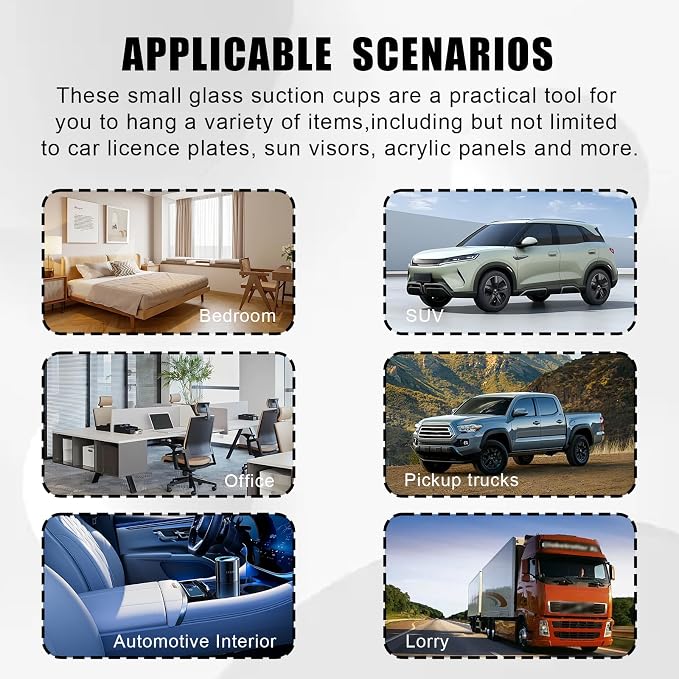 24 PCS Glass Strong Transparent Suction Cups, Windshield Sunshade Dovetail - Image 6