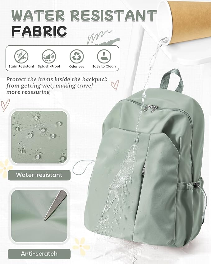 SEAFEW Green Backpack for Girls Women Waterproof High School Book Bag Cute - Image 7