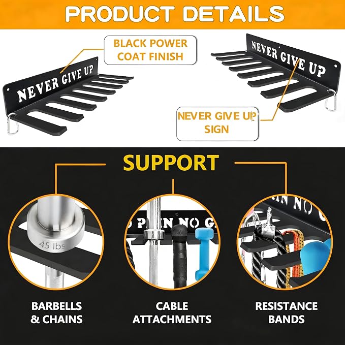 Gym Home Rack 8 Hook Heavy-Duty Wall-mounted Organizer Multi-Purpose Workout - Image 5