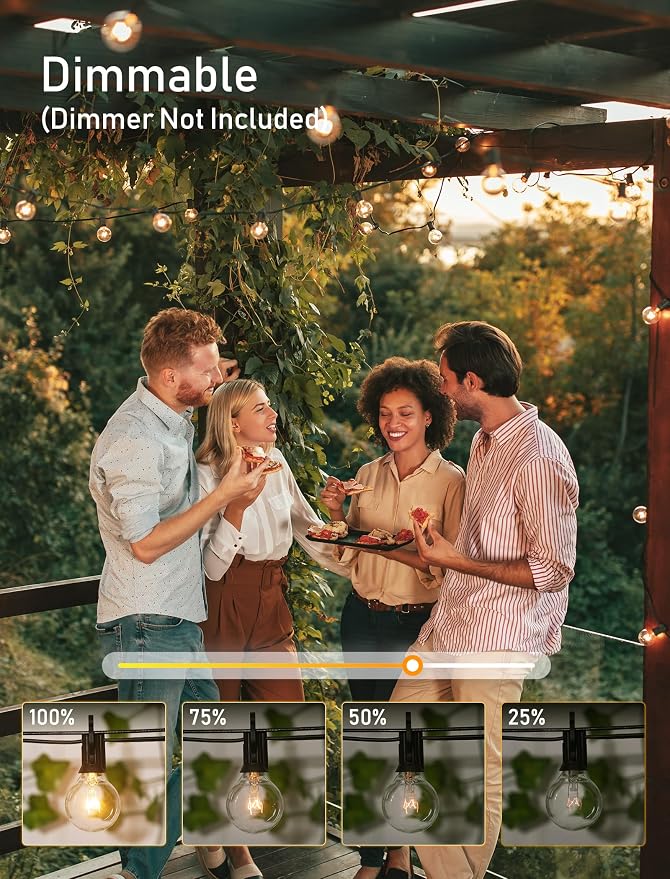 Brightown Outdoor String Lights 30FT G40 Globe Patio Lights - Image 3