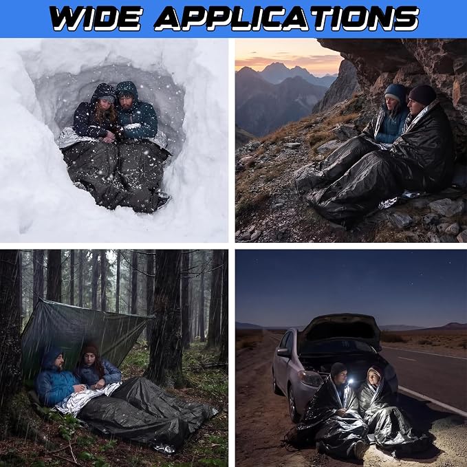 Oudain 2 Pcs XL Emergency Sleeping Bag 94.5" x 49.2" Waterproof Survival - Image 6