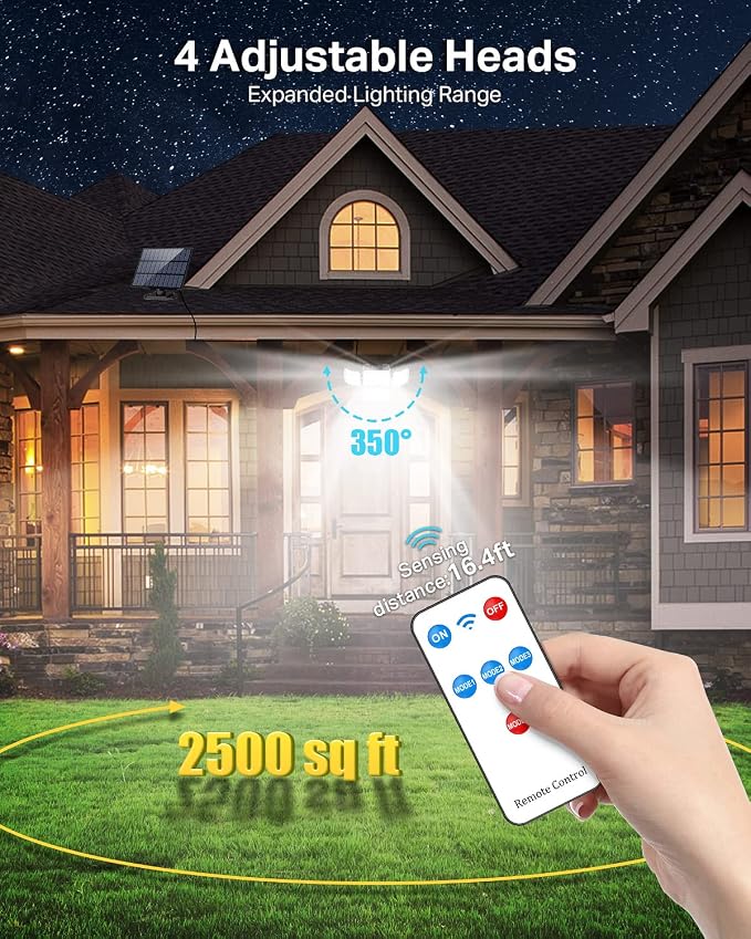 CLAONER Solar Outdoor Lights Motion Sensor 3500LM 288 LED Solar Security Lights - Image 6