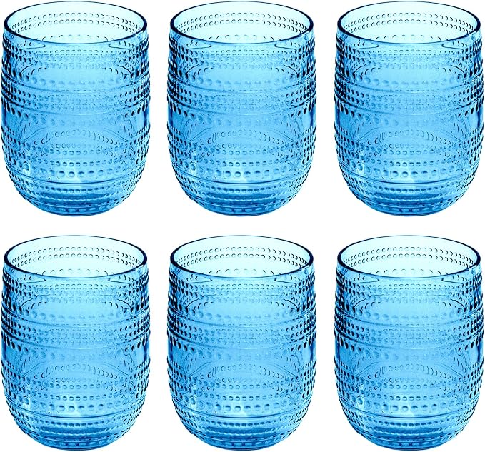 Beaded 15 oz Durable Acrylic Stemless Wine Glasses, Shatter-Resistant and by AbodeHomewares-TheDesignDestinationforTabletopDrinkwareKitchenandPet