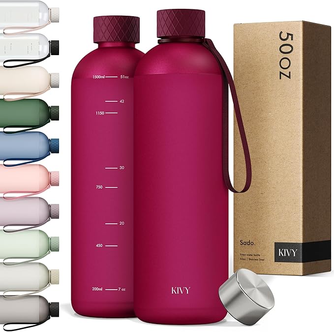 KIVY Large Water Bottle 50oz Fits Backpack & Cupholder by KIVY