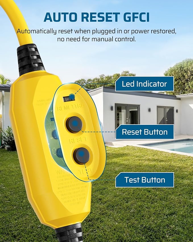 DEWENWILS 3Ft Automatic GFCI Extension Cord Outdoor, 12/3 SJTW Heavy Duty - Image 4