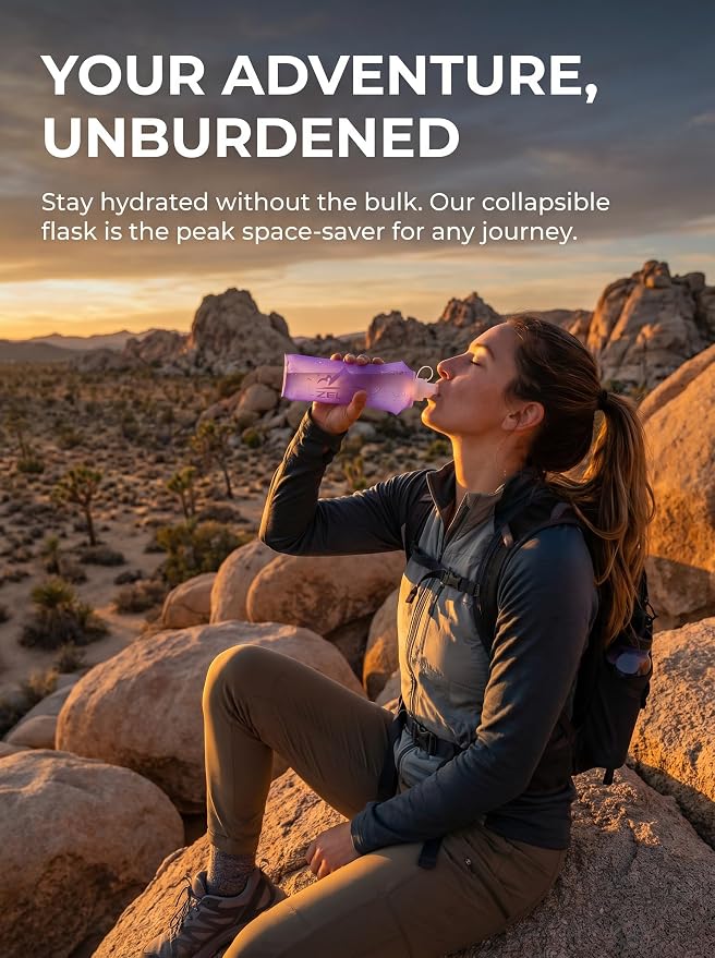 Zelvot Running Vest Soft Flask, BPA-Free 500ml Collapsible Water Bottle - Image 4