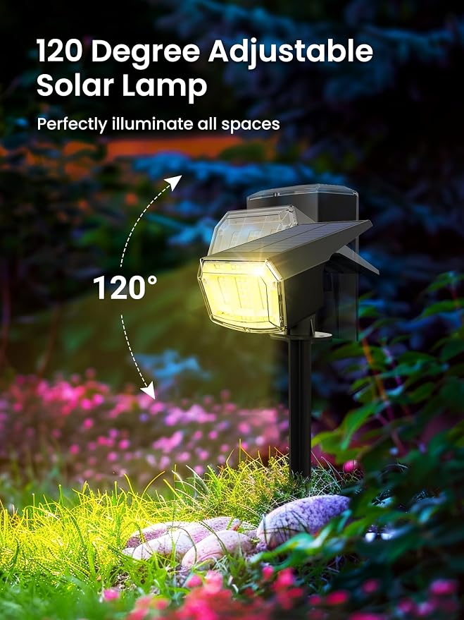 AUDERWIN Solar Spot Lights Outdoor, 9 Lighting Modes RGB, Solar Lights Outdoor - Image 5