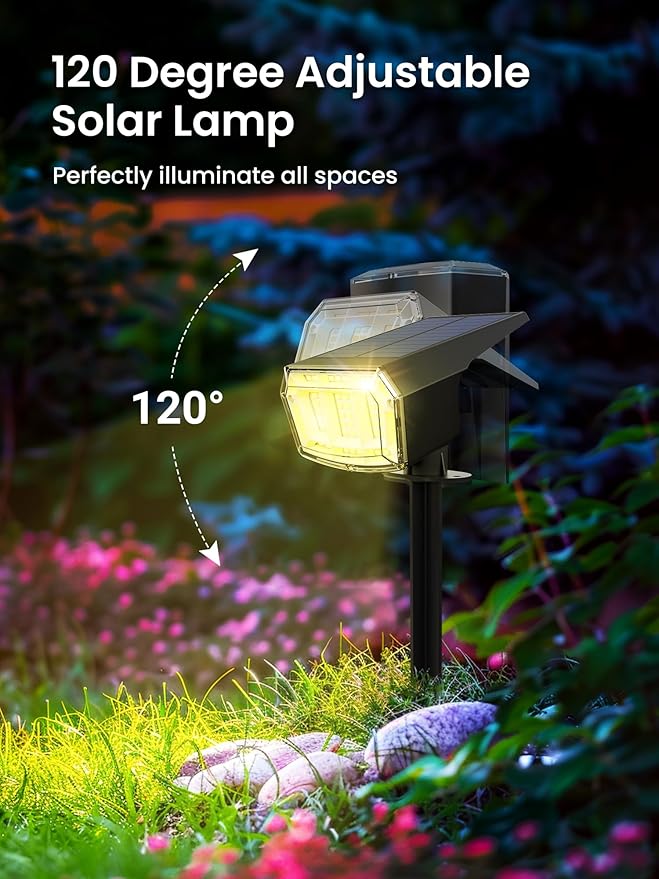 AUDERWIN Solar Spot Lights Outdoor, 9 Lighting Modes RGB, Solar Lights Outdoor - Image 5