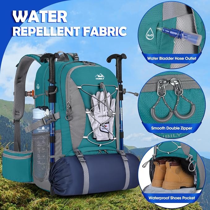 NUBILY 50L Hiking Backpack Waterproof Camping Backpack - Image 3