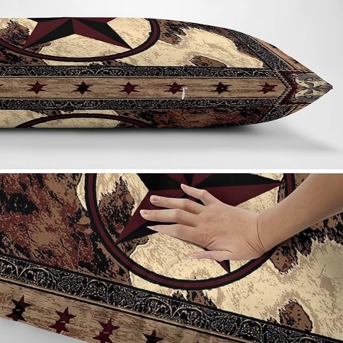 Western Texas Star Throw Pillow Covers Set of 2 Queen Size Rustic Vintage - Image 5