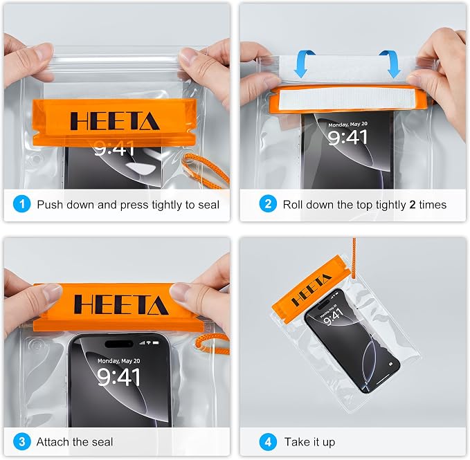 HEETA 5-Pack Clear Waterproof Dry Bag Pouch, Water Tight Cases Dry Bags - Image 8