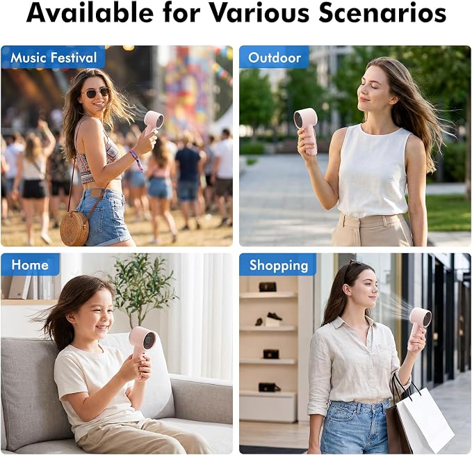 WHATOOK Portable Handheld Turbo Fan, 5 Speeds Mini Personal Fan - Image 7