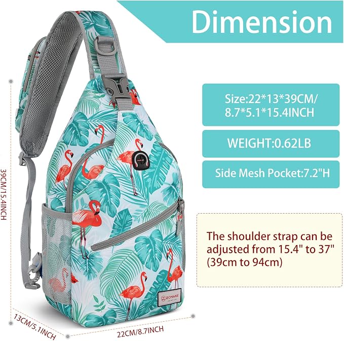 ZOMAKE Sling Bag, Small Crossbody Sling Backpack, Water Resistant Shoulder - Image 2