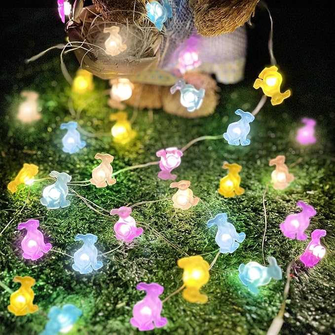 EXF Easter Decorations Bunny Pastel Fairy Lights, Battery Operated - Image 6