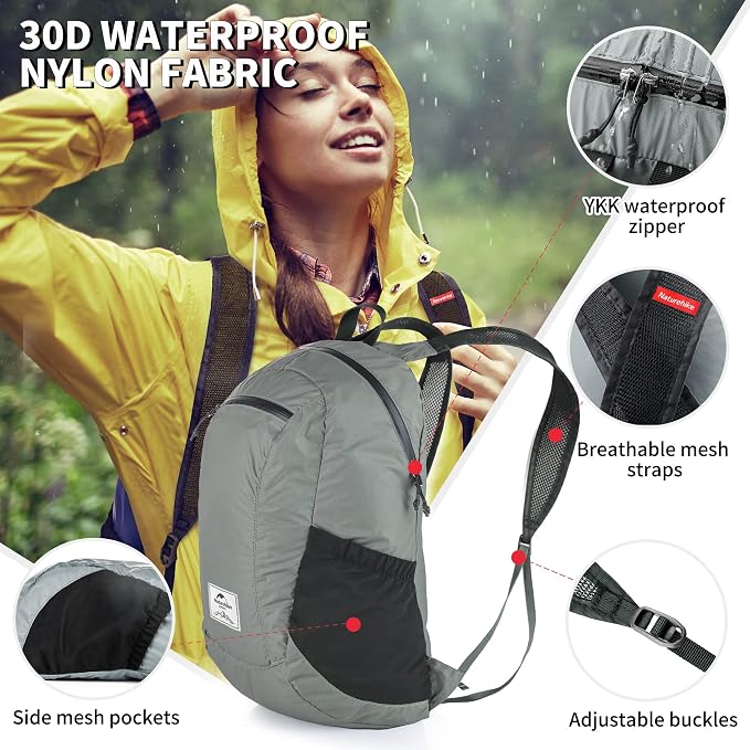 Naturehike 18L Lightweight Hiking Backpack, Waterproof Camping Packable - Image 4