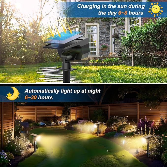WENATY Solar Spot Lights Outdoor Waterproof IP65, 6 Pack Landscape Spotlights - Image 2