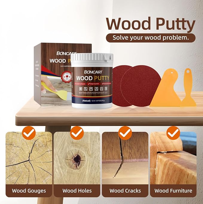 Boncart Wood Filler, Wood Putty, Wood Filler Paintable, Wood Repair Putty - Image 3