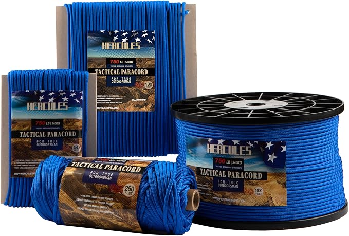 HERCULES 750lb Paracord 4mm 11 Strands Tactical Parachute Cord, Outdoor Gear by HERCULES