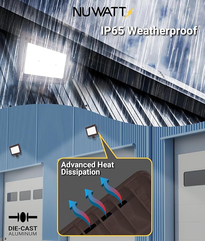 NUWATT 50W LED Flood Light, 3CCT 3000K/4000K/5000K Selectable, IP65 Waterproof - Image 3