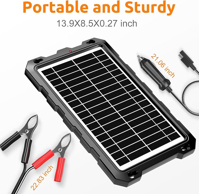 SUNAPEX 12V Solar Battery Charge: 10W Waterproof Portable Solar Panel Kit - Image 8