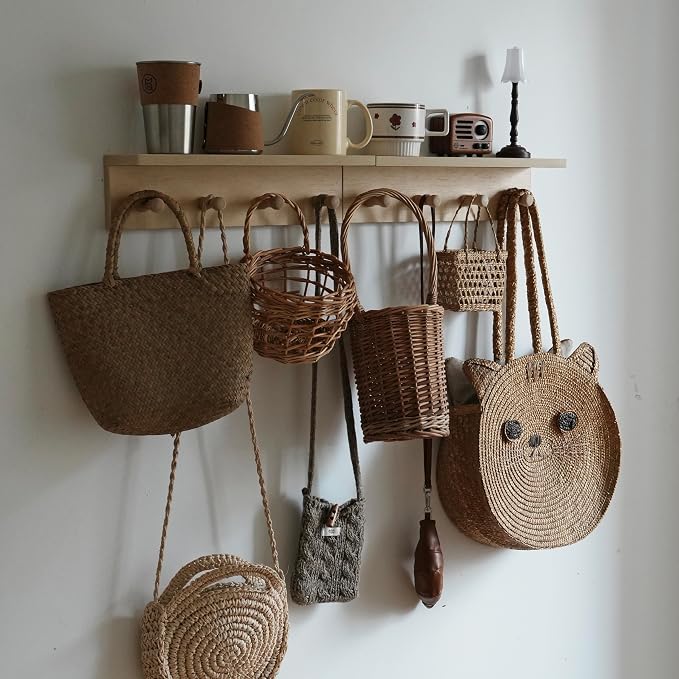 Entrance Coat Rack ，Coat Hooks, Wall-Mounted Wooden Hook Rack, Wall-Mounted - Image 7