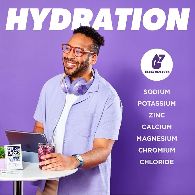 PURE KICK Hydration Singles to Go Drink Mix, Concord Grape, Includes 12 Boxes - Image 3