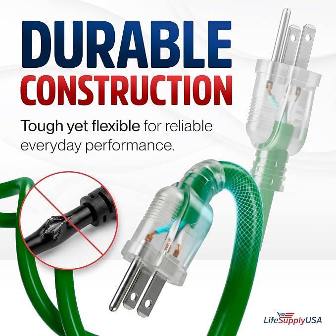 10ft Outdoor/Indoor Extension Cord 10/3 Gauge Ultra Heavy Duty 3 Prong SJTW - Image 3